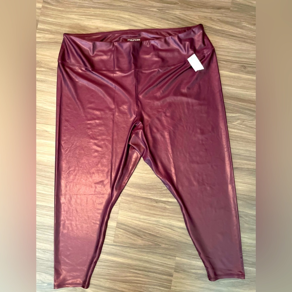 Maurices Women’s Burgundy Plum Shimmer Leggings size 3X Short -NWT